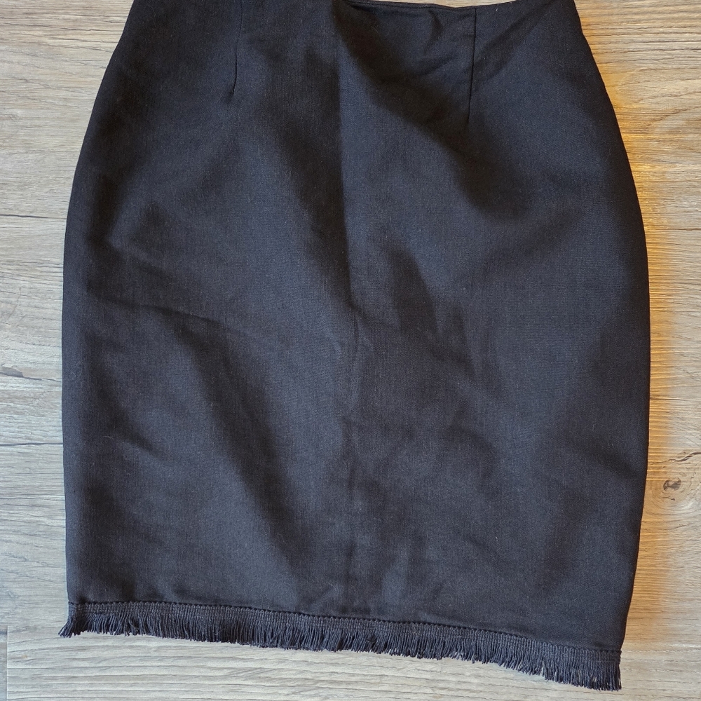 Vintage Johnny Dexter Black Fringe Skirt 90s 80s Y2k Size 8 - Picture 11 of 11